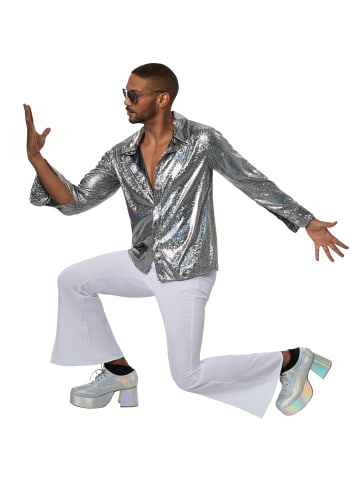 tectake Zweiteiliges Kostüm im Disco-Outfit, grau/weiß