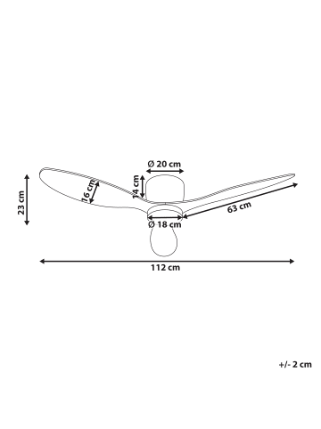 Beliani Deckenventilator mit Licht VEMBAR in Braun/Weiß - (W) 112 x (H) 23 x (L) 112 cm
