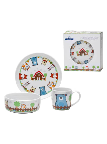 VAN WELL 3er Set Kindergeschirr Set Fuchs und Freunde in bunt