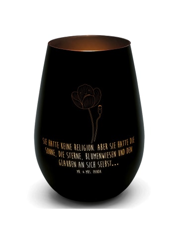 Mr. & Mrs. Panda Glaswindlicht Blume Mohnblume mit Spruch in Schwarz