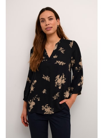 Kaffe Bluse kurzarm KAclaire Regular fit in Black/Brown Flower Print