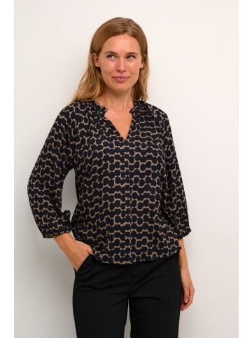 Kaffe Langarm-Bluse KAsigrid Regular fit in Midnight/ Sand Graphic Dot