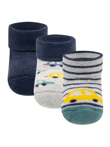 ewers 3er-Set Newborn Socken 3er Pack Autos in hellsilber meliert