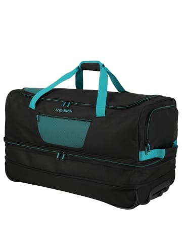 travelite Basics - Rollenreisetasche 98/119L 70 cm erw. (schwarz/petrol) in schwarz/petrol