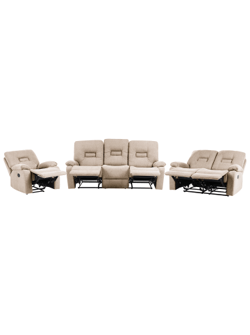 Beliani 3-tlg Sitzgruppe BERGEN in Beige/Schwarz