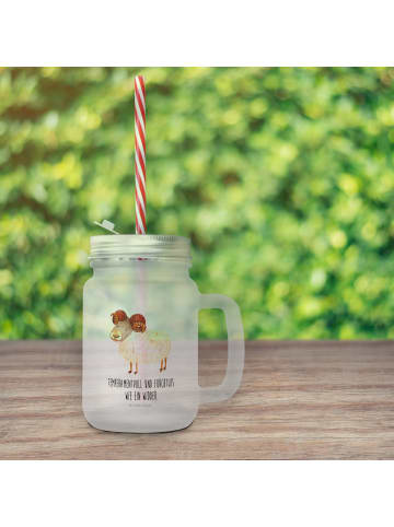 Mr. & Mrs. Panda Glas Sternzeichen Widder mit Spruch in Transparent