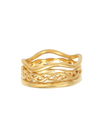 Elli Ring 925 Sterling Silber Knoten, Wellen, Ring Set, Twisted in Gold