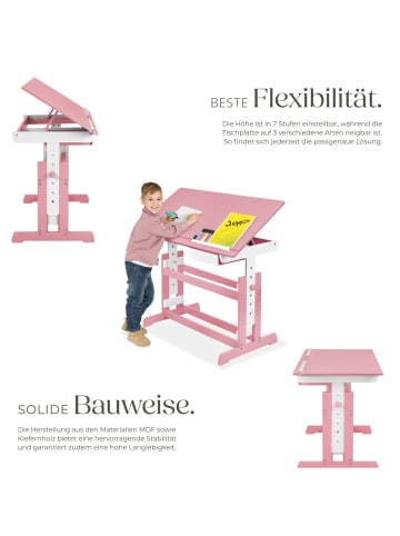 tectake Höhenverstellbarer Schreibtisch  109 x 55 x 94 cm, pink
