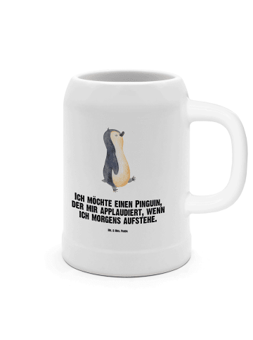 Mr. & Mrs. Panda Bierkrug Pinguin marschieren mit Spruch in Weiß