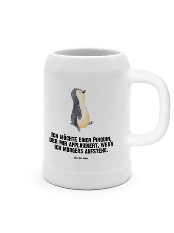 Mr. & Mrs. Panda Bierkrug Pinguin mHerzieren mit Spruch in Weiß