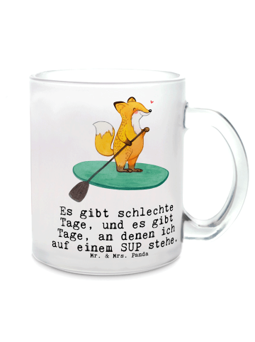 Mr. & Mrs. Panda Tee Tasse Fuchs Stand Up Paddling mit Spruch in Transparent