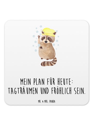 Mr. & Mrs. Panda Bierdeckel Waschbär mit Spruch in Weiß