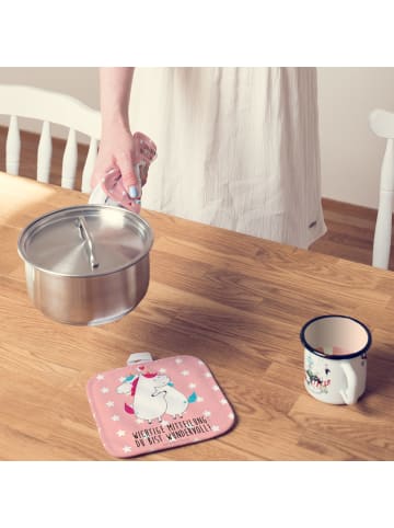 Mr. & Mrs. Panda Topfhandschuhe Einhorn Mitteilung mit Spruch in Rot Pastell