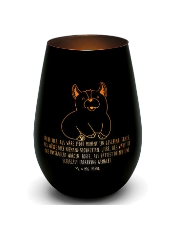 Mr. & Mrs. Panda Kerzenglas Corgie mit Spruch in Schwarz