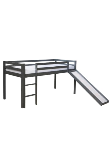 Homestyle4u Kinderbett 90x200 mit Rutsche in Grau