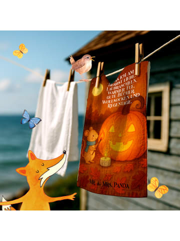 Mr. & Mrs. Panda Handtuch Kürbis Maus Design mit Spruch in Weiß