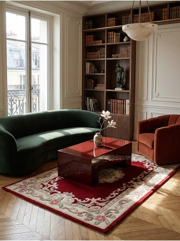 KADIMA DESIGN Wollteppich Kurzflor BEAULY Naturfaser Traditionell Wohnzimmer in Rot-Beige