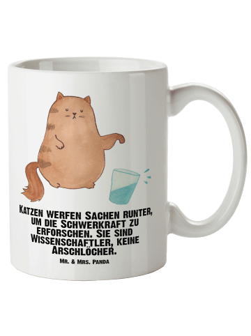 Mr. & Mrs. Panda Pott Katze Wasserglas mit Spruch in Weiß