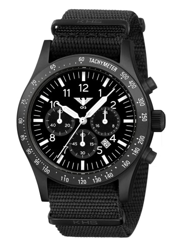 KHS Herrenuhr Platoon Solar Chronograph Natoband Schwarz