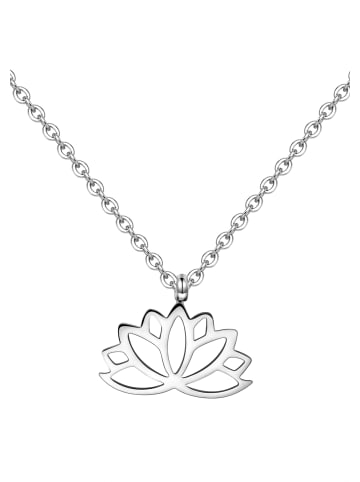 Hey Happiness Kette Lotus Anhänger Edelstahl in Silber - (L) 46-51 cm