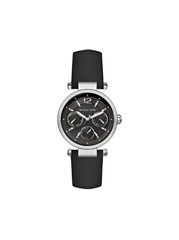 Michael Kors Uhr silber schwarz Lederarmband