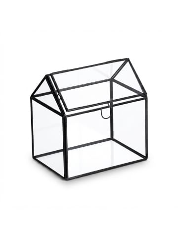 relaxdays Pflanzenterrarium "Haus" in Schwarz - (B)16 x (H)16 x (T)11,5 cm