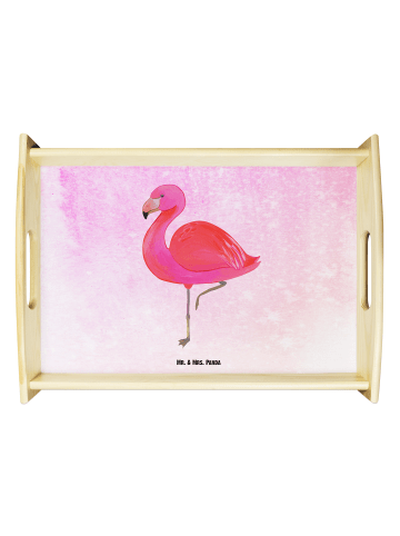 Mr. & Mrs. Panda Frühstückstablett Flamingo Classic ohne Spruch in Aquarell Pink