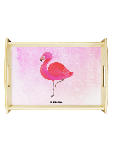 Mr. & Mrs. Panda Serviertablett Flamingo Classic ohne Spruch in Aquarell Pink