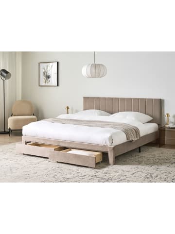 Beliani Doppelbett LONZAC in Beige - (W) 185 x (H) 90 x (L) 208 cm