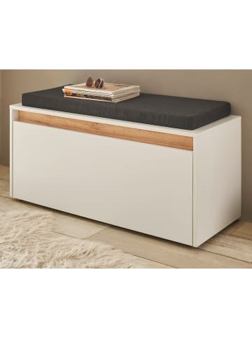 Furn.Design Garderobenbank weiß, Eiche Wotan 100 cm, Sitzbank mit Stauraum