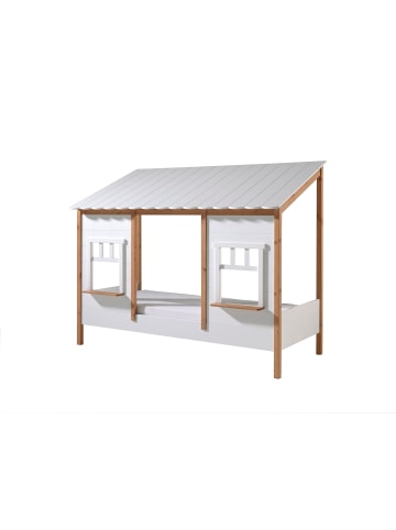 58 aufm Kessel LANDHAUSBETT Kamilah 214x174x105 aus Massivholz+MDF in Oak/Weiß