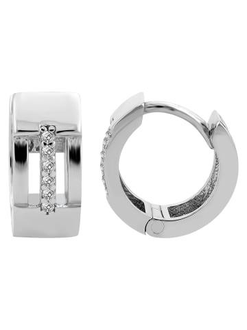 Adeliás Damen Ohrringe – Klappcreole aus 925 Silber mit Zirkonia in silber