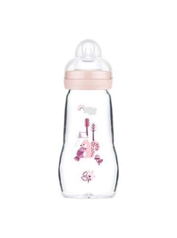 MAM Babyflasche Feel Good matt, Glas, 260 ml, ab 0M in Rosa