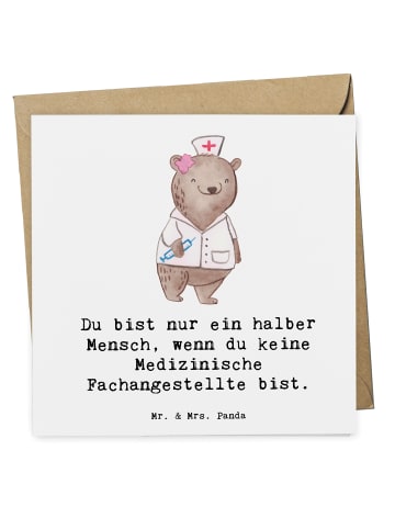 Mr. & Mrs. Panda Grußkarte Medizinische Fachangestellte Herz mit... in Weiß