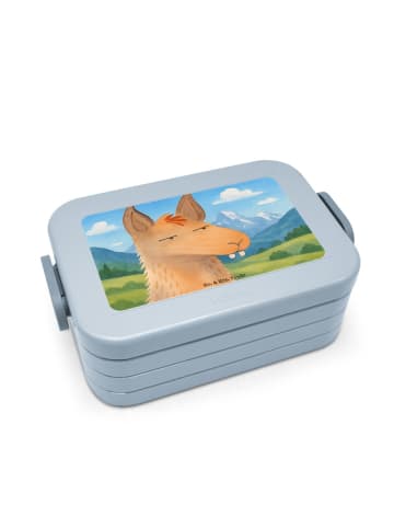 Mr. & Mrs. Panda Jausenbox Lamakopf Genervt Design ohne Spruch in Blau Pastell