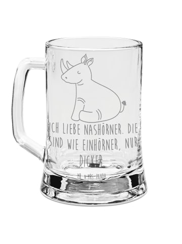 Mr. & Mrs. Panda Gravur Bierkrug Einhorn Nashorn mit Spruch in Transparent