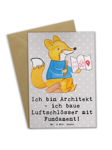 Mr. & Mrs. Panda Glückwunschkarte Architekt Luftschlösser mit Sp... in Grau Pastell