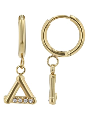 Adeliás Damen Anhänger aus Edelstahl mit Strass Steinchen in gold