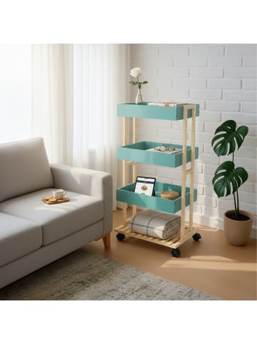 relaxdays Servierwagen in Weiß/ Mint - (B)40 x (H)88 x (T)30 cm