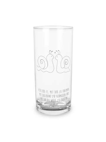Mr. & Mrs. Panda Wasserglas Schnecken Liebe mit Spruch in Transparent