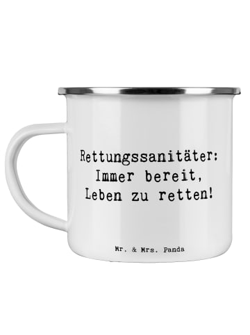 Mr. & Mrs. Panda Camping Emaille Tasse Spruch Rettungssanitäter ... in Weiß