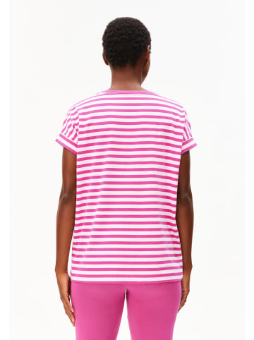 armedangels T-Shirt Idaara Stripes in pink weiß