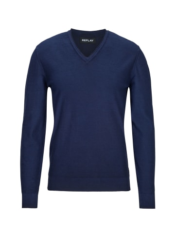 Replay V-Ausschnitt-Pullover V-Neck in blau