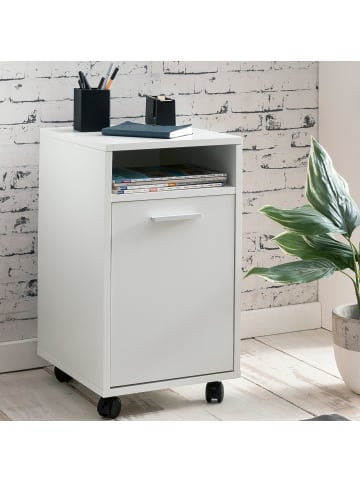 KADIMA DESIGN Rollcontainer OSSOLA, weiß/Sonoma, mit Ablagefach und Rollen in Weiß