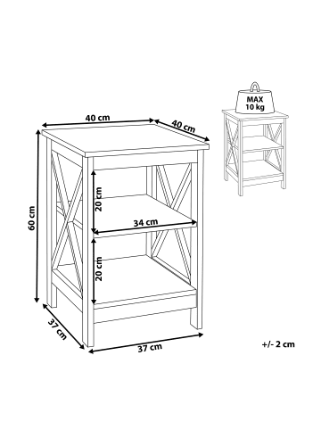 Beliani Beistelltisch FOSTER in Weiß - (W) 40 x (H) 60 x (L) 40 cm