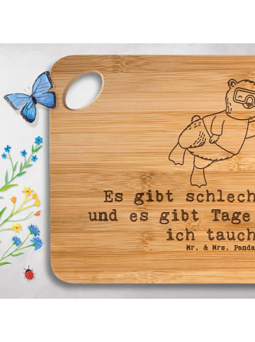 Mr. & Mrs. Panda Schneidebrett Bär Tauchen mit Spruch in Braun