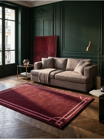 KADIMA DESIGN Teppich Wolle Handgetuftet GLEN Art-Déco Klassische Bordüre Wohnlich in Rot