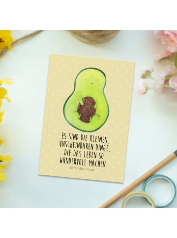 Mr. & Mrs. Panda Wanddeko Avocado Kern mit Spruch in Gelb Pastell