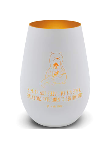 Mr. & Mrs. Panda Windlicht Otter Blumenstrauß mit Spruch in Weiß