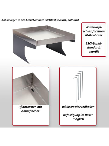 MCW Mähroboter-Garage mit Pflanzkasten G60, Edelstahl, anthrazit